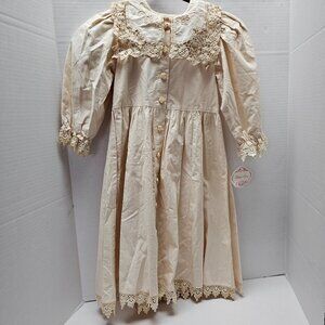 New Modest Lace Crochet Allison Rose Gorgeous Girls Dress Rose Flower Buttons 6X